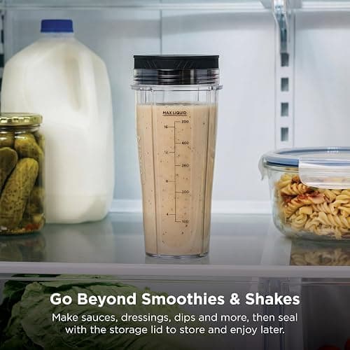 Ninja Nutri-Plus Personal Blender, 900PW, (3) 20oz Cups, Silver, BN301 | 900-peak-watt push-to-blend motor for smoothies & sauces. (3) 20-oz cups, 2 spout lids & storage lid. Dishwasher safe. thumbnail 7