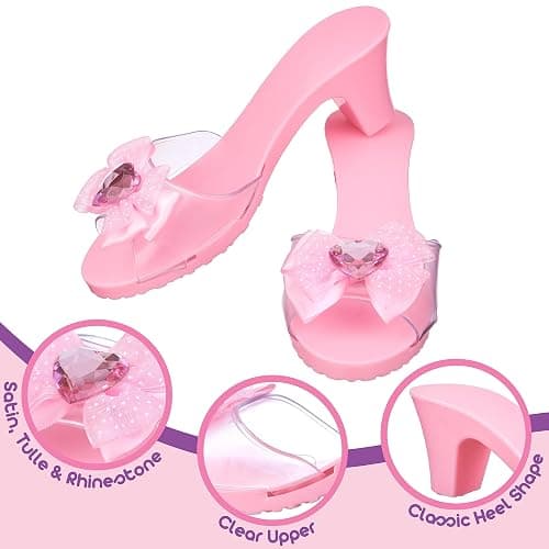 3-Pack Princess Shoe Set - Dress Up Royalty Kids Heels Slip On Shoes - Pastel Colored Princess Dress Up Shoes, Pretend Play High Heels For Kids - Fits Toddler Size 7-10 thumbnail 4