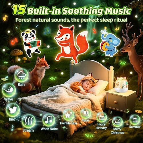 Nachtlicht Sternenhimmel Projektor Kinder,10 Musik Spieluhr , Nachtlicht Baby,Nachttischlampe ,Kawaii Deko,Einhorn Geschenke für Mädchen,Weihnachtsgeschenke, Weiß thumbnail 2