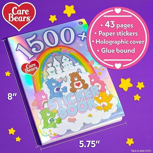 Care Bears Sticker Book, 1500 Cute Stickers for Scrapbooks, P/lanners, Features Letter, Laptops and Water Bottle for Kids Teens, School Supplies for Kids thumbnail 3