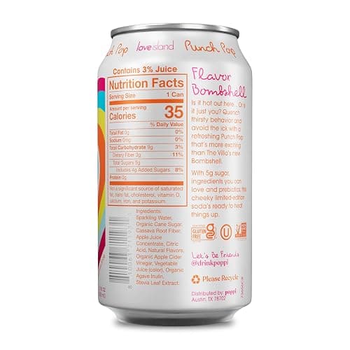 Poppi Prebiotic Soda, Sparkling Water & Fruit Juice, Punch Pop, 12 Oz, 12 Pack thumbnail 2