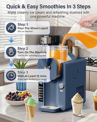Slush Machine & Ice Cream Maker Machine 2-IN-1, for Smoothies, Margarita | 6 Modes for Smoothies, Milkshakes, Margarita, and Ice Cream, Double-Layer Tank, With Ice Cream Cone Holder, Home Use thumbnail 4