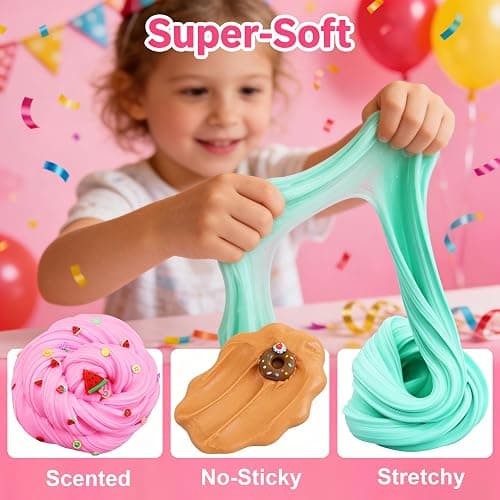 6 Pack Butter Slime Kit,Super Soft Stretchy Non-Sticky, Birthday Gifts for Girls and Boys, Stress Relief Toy thumbnail 4