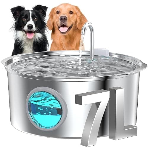 Dog Water Fountain for Large Dogs: 7L/236oz/1.8G Dog Fountain Stainless Steel - Big Cat Drinking Fountain Indoor - Super Quiet Water Fountain for Dogs Inside - for Large Dog Cats & Multi-Pet Home - Image 1