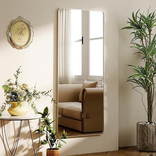 ZENOMIRRIS Silver Full Length Mirror 21 x 56 Inch Nano Floor Mirrors with Stand Rounded Corner Full Body Mirrors with Aluminum Alloy Frame for Bedroom Living Room Checkroom thumbnail 6