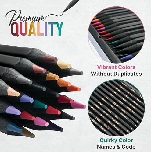 Black Widow Coloring Pencils for Adults – 24 Wax Soft Core Colored Pencils for Adult Coloring Books – Vibrant Color Pencil Set (Cobra Set) thumbnail 3