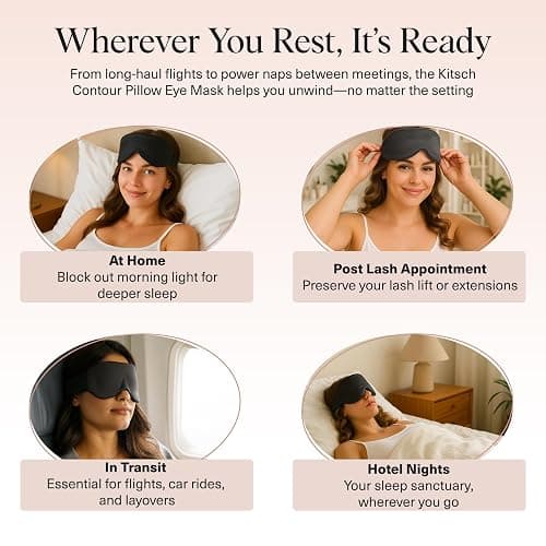 Kitsch Contour Pillow Eye Mask – Softer Than Silk Eye Masks for Sleep, Blindfold Sleep Masks for Women & Men, No Eye Pressure, Lightweight, Eye Care, Travel Essentials - Charcoal thumbnail 6