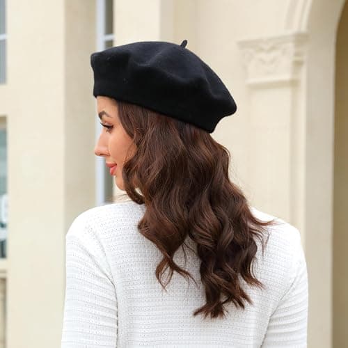 Wheebo Wool Beret Hat,Solid Color French Style Winter Warm Cap for Women Girls Lady thumbnail 5