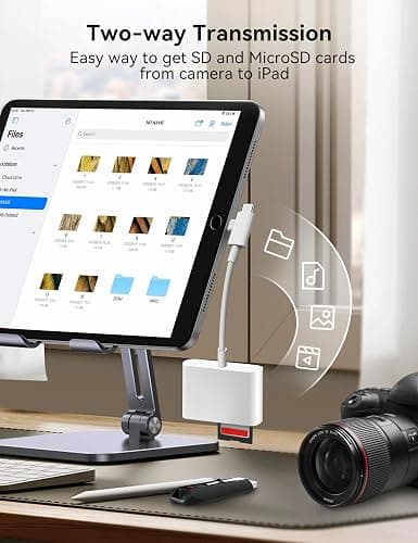 OPxjzws SD Card Reader for iPhone, SD Card Adapter with Lightening & USB C Dual Connectors Plug&Play Supports microSD, SD and USB-A OTG, Portable Trail Camera Memory Reader for iPhone Mac MacBook iPad thumbnail 4