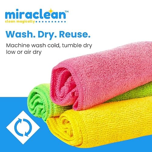 MIRACLEAN Micro Fiber Cloth for Cleaning 12 Pack - 12 x 12 inches - Rags for Cleaning House Streak-Free Wipes for Screens, Dusting & Appliances - Premium Microfiber Cleaning Cloth thumbnail 7
