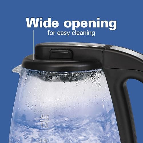 Hamiton Beach 40864C Glass Electric Kettle, 1.7 Liter Capacity, Automatic Shutoff, Cord-Free Design, Stainless Steel thumbnail 7