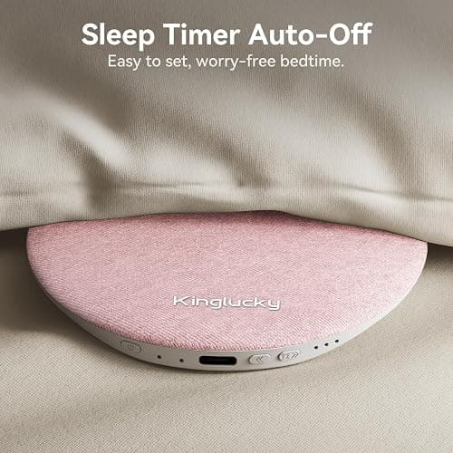 Kinglucky Pillow Speaker for Sleeping, Mini Bluetooth Speaker Under Pillow with Built-in Pink Noise White Noise Sound Machine for Sleeping, Headphone-Free Sleep Speaker for Side Sleeper Pink thumbnail 7