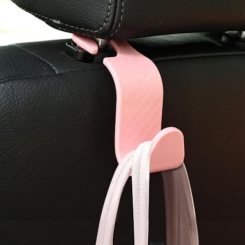 Amooca Car Seat Headrest Hook 4 Pack Hanger Universal Vehicle Car Storage Organizer for Handbag Purse Coat S Type Checkered Pink thumbnail 7
