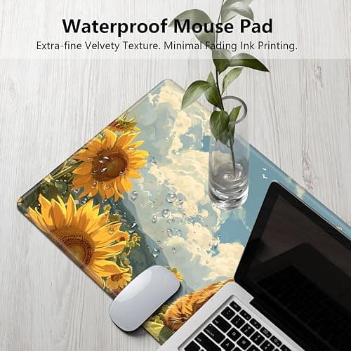 RMJKXQZG for MTG Playmat 24" x 14" with High Elastic Rubber Base Non-Slip Rubber Sole HD Printing for MTG Mat Card Playmats Gaming Mouse Pad, Orange Cat Golden Sunflower thumbnail 6