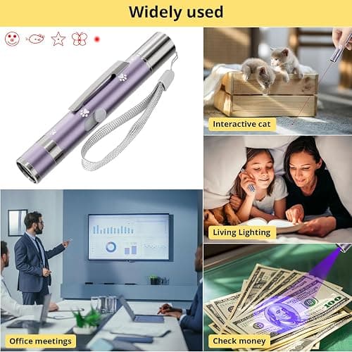 Cat Toy, Distinctive Purple Painted Metal Casing with Paw Print Design, USB Rechargeable, 3 Light Modes & 5 Adjustable Patterns,Interactive Chase Toy for Indoor Cat & Dog & Bird Training & Exercise thumbnail 6