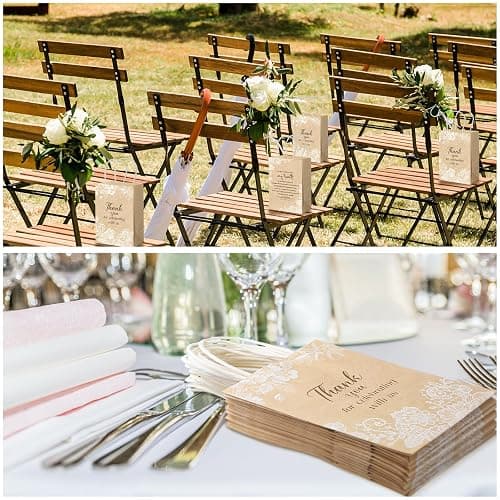 Fuutreo 100 Set Wedding Gift Bags with Tissue Paper Wedding Welcome Favor Paper Bags for Guests with Handles Thank You Bridal Shower Hotel 21 * 8 * 15cm(Vintage Lace) thumbnail 4