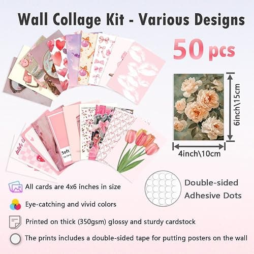 ASTRDECOR Pink Coquette Room Decor Aesthetic Pictures 50 PCS - Coquette Wall Art Prints 4"x6", Trendy Cute Home Decor, Wall Collage Kit For Teen Girls Dorm Bedroom, Vintage Pink Bow Posters thumbnail 2