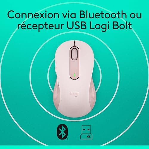 Logitech Signature M650 Souris sans fil - Pour Mains de Petites & Moyennes Tailles, Pile 2 ans, Clics Silencieux, Boutons de Côtés Programmables, Bluetooth, PC/Mac/Multi-Device/Chromebook - Rose thumbnail 7