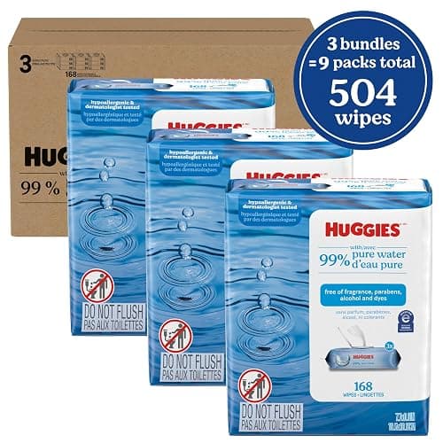 Huggies 99% Pure Water Baby Wipes, Unscented, 9 Packs, 504 Wipes thumbnail 2