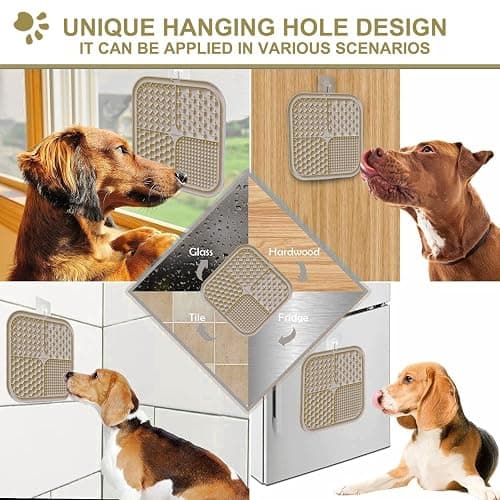 Zonopy Licking Mat for Dogs & Cats with Suction Cups, 1 Pack Square Dog Slow Feeder Lick Pat for Anxiety Relief and Boredom, Dog Toys to Keep Them Busy, Pets Grooming Training Bathing Mat thumbnail 4