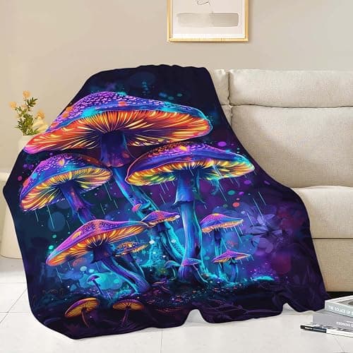 Mushroom Throw Blanket Mushroom Stuff Gifts for Kids Girls Boys Adults Women Man Soft Cozy Warm Plush Fluffy Fuzzy Fleece Blanket Decor 40''X50'' thumbnail 2