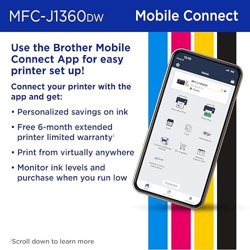 Brother Work Smart 1360 Wireless Color Inkjet All-in-One Printer with Automatic Duplex Printing and 1.8” Color Display | Includes Refresh Subscription Trial(1) (MFC-J1360DW) (Uses LC501 Series Inks) thumbnail 5