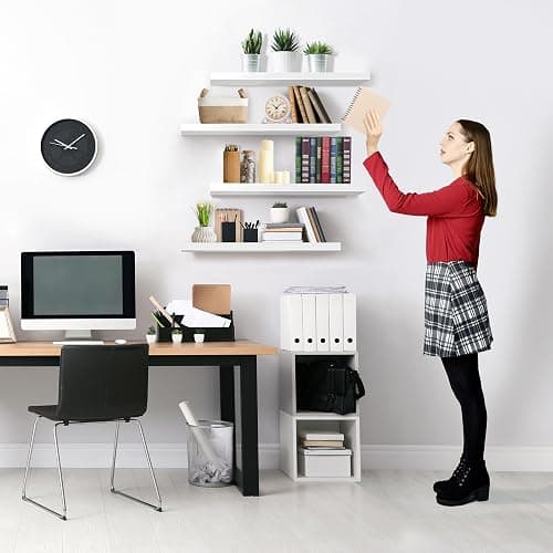 Sorbus Floating Shelves for Wall - 24" Bathroom Shelves, Wall Decor for Bedroom, Kitchen, Living Room, Home Decor & Book Storage - Mounted Floating Shelf with Invisible Brackets (White, 4 Pack) thumbnail 6