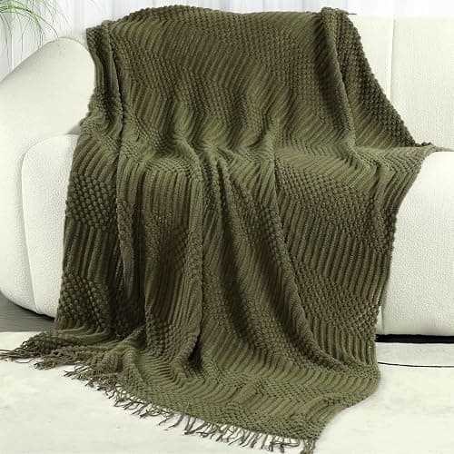 Blagic Knitted Throw Blanket for Couch, Bed and Sofa. Super Soft Blanket with Tassels, Dark Green Throw Blanket, 50 x 60 Inches Lightweight & Cosy Home Decor thumbnail 2