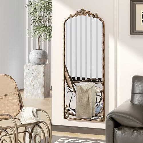Ecomosita Gold Vintage Ornate Baroque Mirror 65"×22", Full Length Floor Mirror, Large Arched Antique Bronze Mirror for Wall, Living Room, Bedroom, Hallway, Home Decor thumbnail 4