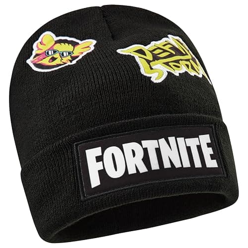 FORTNITE Boys Beanie Hat, Warm Cozy Knitted Hat Winter Accessories - Gamers Gift Black - Image 1