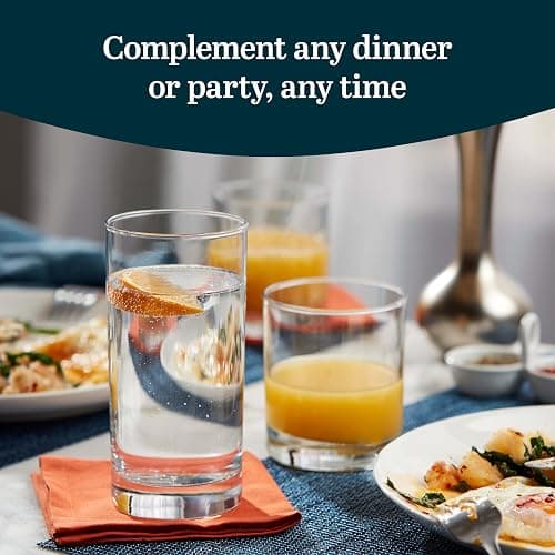 Libbey Province Tumbler and Rocks Glass Set, Elegant Drinkware Glasses Set, Tall Drinking Glasses with Modern Lines, Dishwasher Safe Drinking Glasses Set of 16 thumbnail 2
