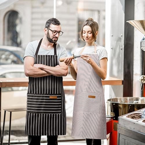 BeLuyi 2 Pack Adjustable Bib Apron with 2 Pockets Chef Cooking Kitchen Restaurant Aprons for Women Men thumbnail 5