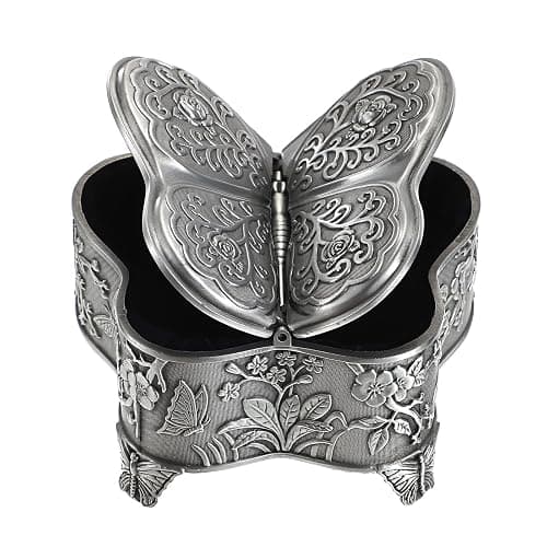 Hipiwe Vintage Metal Jewelry Box Butterfly Shape Trinket Box Decorative Metal Small Jewelry Storage Box for Rings Necklaces Earrings Organizer Keepsakes Box Gift for Women - Image 1