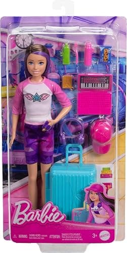Barbie Skipper Doll & 10 Accessories, Travel Set with Working Luggage, Sticker Sheet, Laptop, Headphones & More thumbnail 6