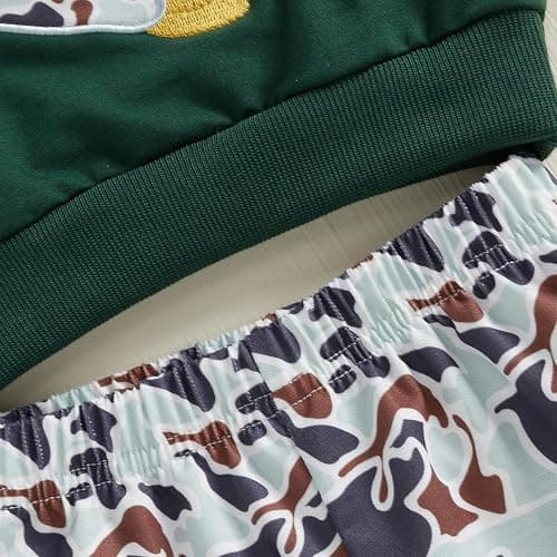 Fufuriprefer Toddler Baby Boy Fall Clothes Camo Outfit Animal Embroidery Long Sleeve Sweatshirt Camouflage Pant Set thumbnail 4