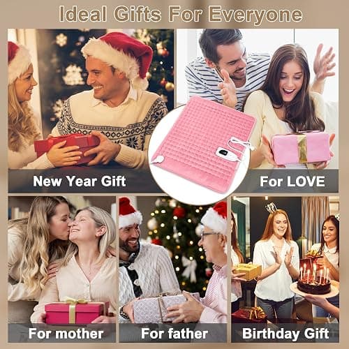 Deepsoon Heating Pad,Electric Heating Pads for Back,Neck,Moist Heating Pad for Abdomen Shoulder Knee Legs,Dry/Moist Heat&Auto Shut Off,Fathers Day Dad Gifts for Men Birthday,BabyPink,24x20 Inch thumbnail 6