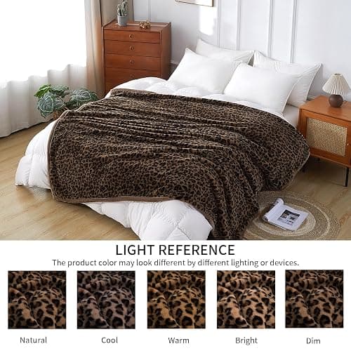 Luxury Leopard Print Faux Fur Cheetah Throw Blanket Reversible Soft Thick | Rabbit Fur Flannel Fleece Warm Fuzzy Plush Blankets for Couch Bed Sofa Cozy Gift for Women Throw 50x60 inches thumbnail 9