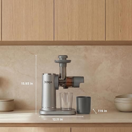Ninja NeverClog Cold Press Juicer | Powerful Electric Slow Masticating Juicer with Pulp Control | XL Capacity | 24 oz. Juice Jug & 36 oz. Pulp Container | Dishwasher Safe | Gray | 150W | JC151​SL thumbnail 3