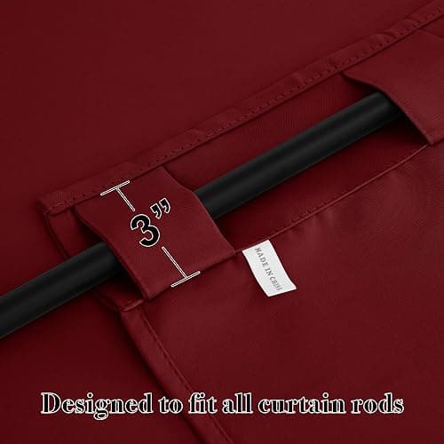 RYB HOME Living Room Curtains 36 inch Length, Darkening Energy Efficient Window Covering Heavy Duty Vertical Privacy Drapes for Nursery Kids' Room Closet, W42 x L36 inch, Burgundy Red, 2 Panels thumbnail 4