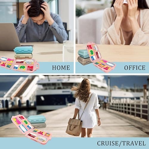 Pill Organizer with Medicine Labels 161 Labels Travel Daily Pill Container Mini Medication Organizer Storage Pill Organizer Travel Essentials Pill Case 7 Day (Blue, 1 Pack) thumbnail 5