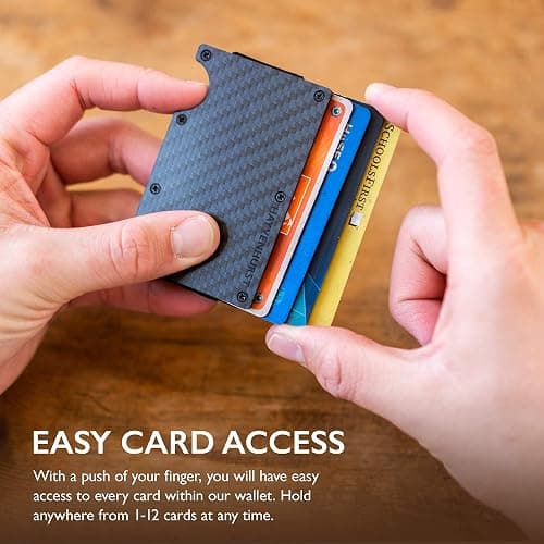 Hayvenhurst Wallet For Men - Reinvented Design Men's Wallet - Slim, Minimalistic & Seamless, Blocks RFID Scanners with a Money Clip (Carbon Fiber) thumbnail 5