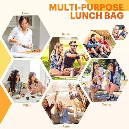 Lunch Bag for Women & Men Adult Insulated Lunch Box, Small Leakproof Cooler Food Lunch Containers Reusable High Capacity Lunch Tote Bags for Work, Travel, Outdoor (Grey) thumbnail 7