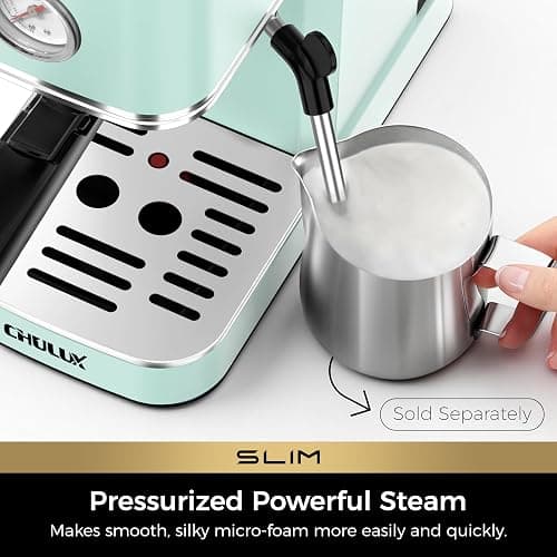 CHULUX Slim Espresso Machine with Milk Frother, 20 Bar Professional Italian Pump Espresso Coffee Machine for Home Cappuccino & Latte Maker, Stainless Steel, Pastel Green thumbnail 5