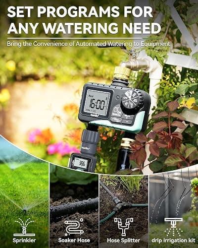RAINPOINT Water Timer for Garden Hose - Sprinkler Timer with Brass Swivel - Rain Delay/Manual Watering/Automatic Irrigation Programmable Faucet for Yard, 2 Outlet thumbnail 9