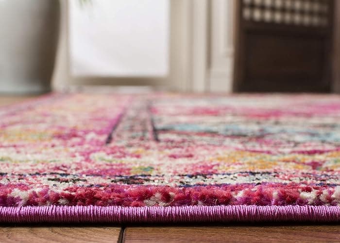 SAFAVIEH Monaco Collection Area Rug - 5' Square, Pink & Multi, Boho Chic Medallion Distressed Design, Non-Shedding & Easy Care, Ideal for High Traffic Areas in Living Room, Bedroom (MNC243D) thumbnail 6