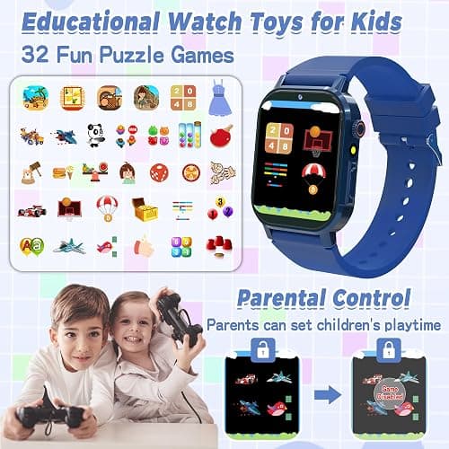 Kids Smart Watch Boys Age 3-12, Smart Watch for Kids with 32 Games HD Touch Screen Camera Video Alarm Music Audiobooks Pedometer Flashlight 12/24 hr Toys Birthday Gifts for Boys Ages 5 6 7 8 9 10 thumbnail 4