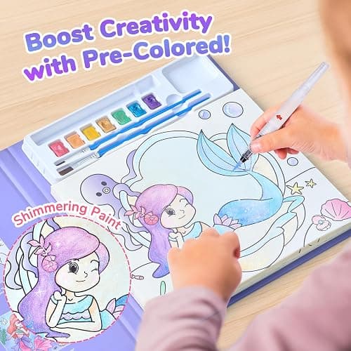 JoyCat Paint with Water Coloring Books for Toddlers, Watercolor Painting Sets for Kids Ages 3-5 4-8, Arts and Crafts Drawing Activities Toy Birthday Gifts for Boys Girls (Underwater World) thumbnail 4