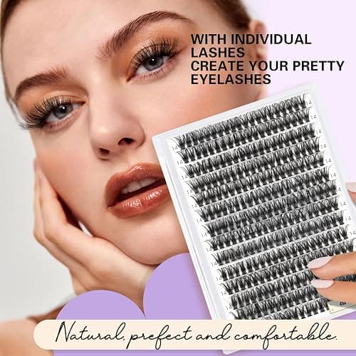 Lash Clusters Individual Lashes Lash 280 PCS Eyelash Clusters False Eyelash Lash Extension Fluffy Natural Cluster Eyelash Extensions DIY Eyelash Extensions at Home (RR280-45D-D-10mm) thumbnail 4