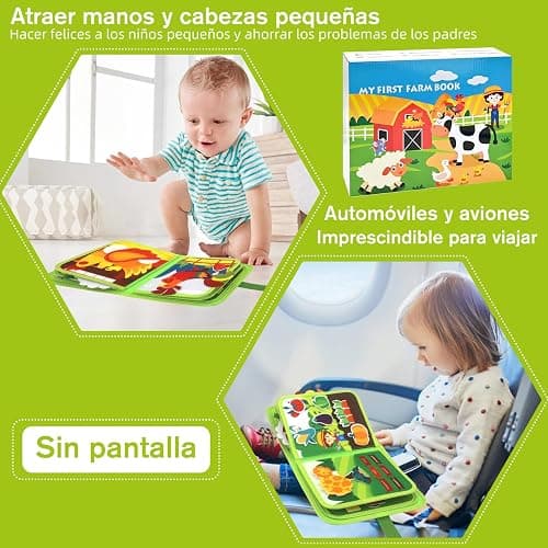 Meafeng Montessori 1 año, 20 en 1 Busy Board de Actividad, Libro Interactivo Juguetes Montessori para niños 1 2 3 4 5 6 años, 10 páginas Animales Granja thumbnail 8