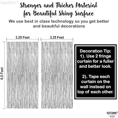 KatchOn, Foil Silver Backdrop Curtain - 3.2x6.5 Feet, Pack of 2, Silver Fringe Backdrop for Christmas Party Decorations | Christmas Backdrop, Birthday Decorations | New Year Decorations 2026 thumbnail 3